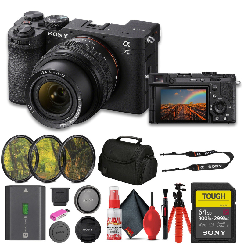 Sony a7C II Mirrorless Camera with 28-60mm Lens (ILCE-7CM2L/B) + 64GB SF-G Tough Card