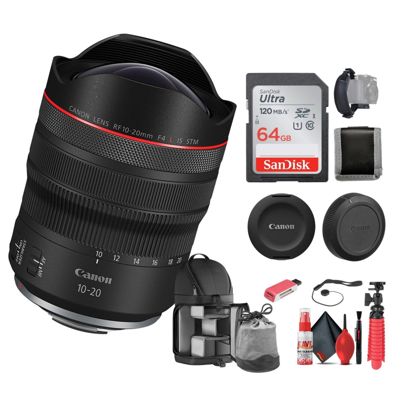 Canon RF 10-20mm f/4 L IS STM Lens, Ultra-Wide-Angle Lens, Bundle (International Model)