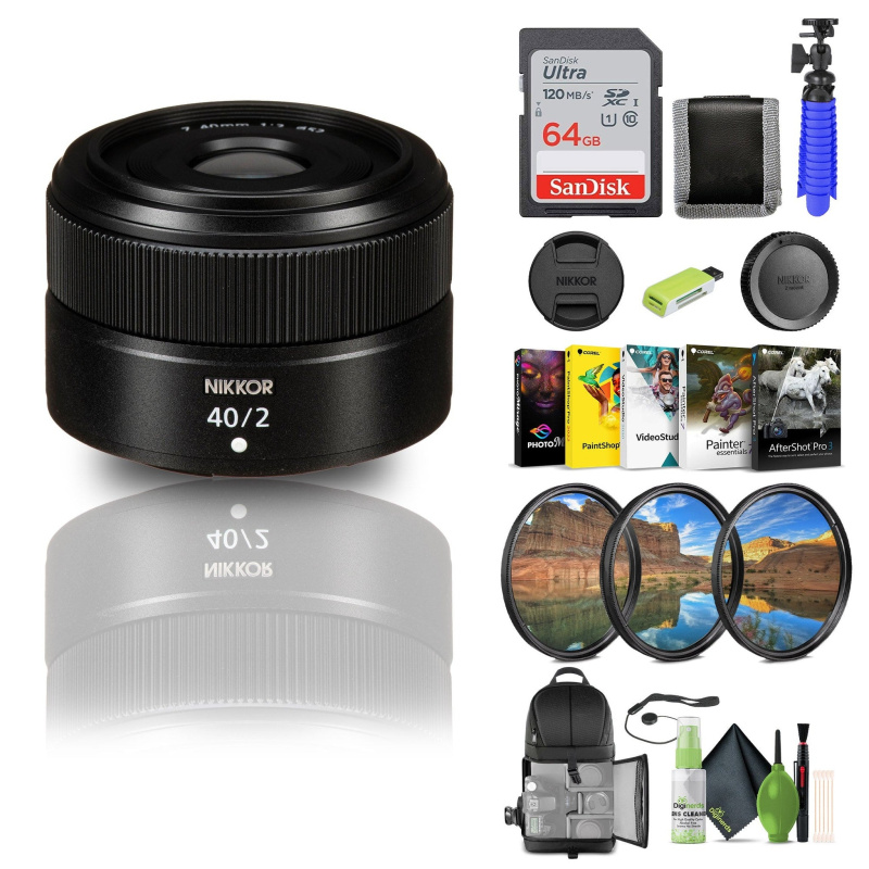 Nikon NIKKOR Z 40mm f/2 Standard Prime Lens for Nikon Z Cameras (20102) + 64GB Card - Bundle