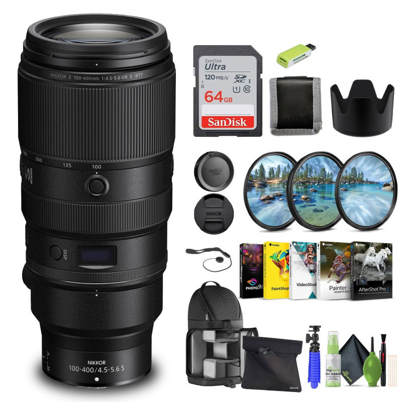 Nikon - NIKKOR Z 100-400mm f/4.5-5.6 VR S Super-Telephoto Lens for Z Series  - Bundle