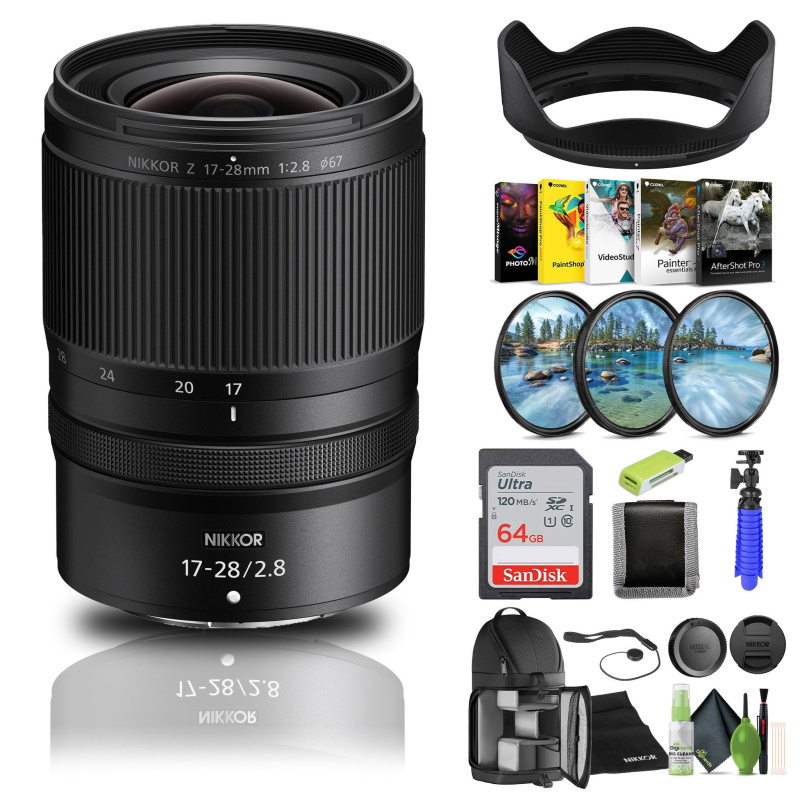 Nikon NIKKOR Z 17-28mm f/2.8 Lens (20115) + 64GB Memory Card + Filter Kit - Bundle