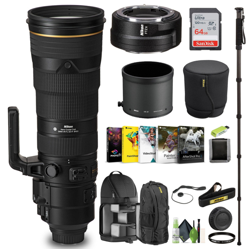 Nikon AF-S NIKKOR 180-400mm f/4E TC1.4 FL ED VR Lens (20071) + FTZ II Adapter - Bundle