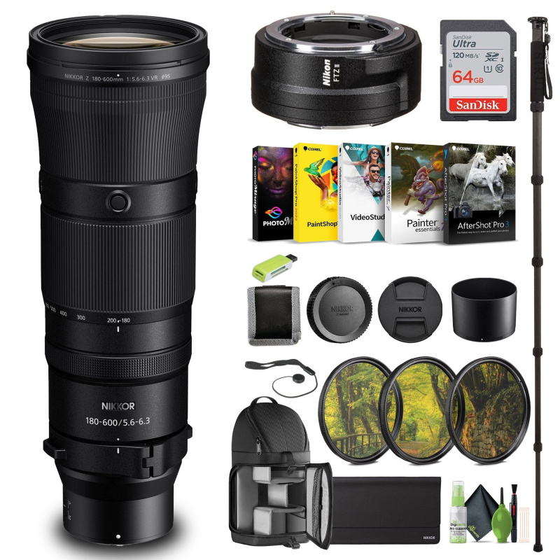 Nikon NIKKOR Z 180-600mm f/5.6-6.3 VR Lens (Nikon Z) (20117) + FTZ II Adapter - Bundle