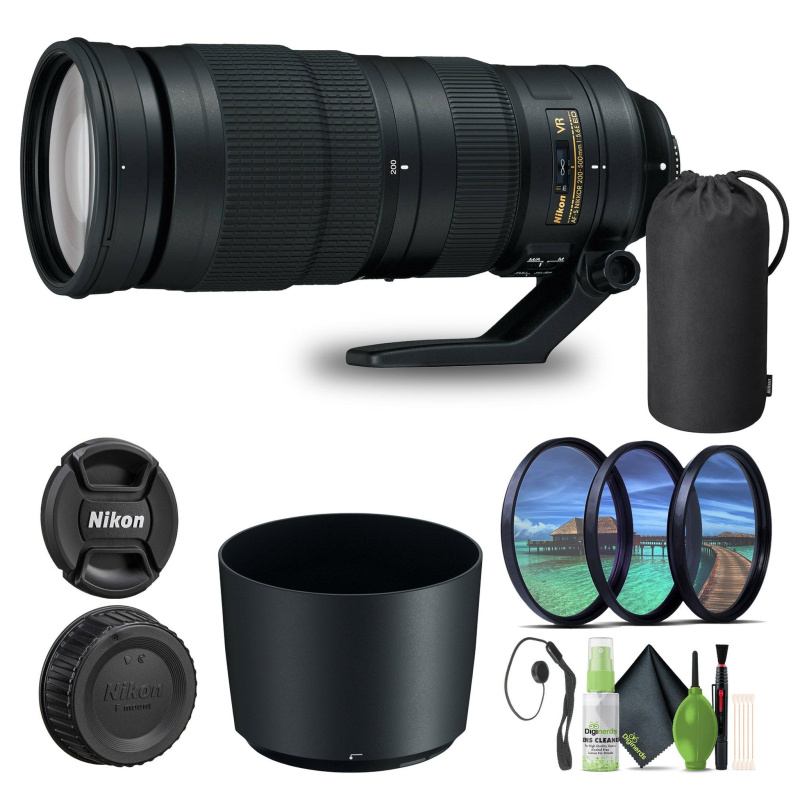 Nikon - AF-S NIKKOR 200-500mm f/5.6E ED VR Super Telephoto Zoom Lens (20058) - Bundle