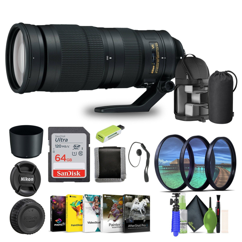 Nikon - AF-S NIKKOR 200-500mm f/5.6E ED VR Super Telephoto Zoom Lens (20058) - Bundle