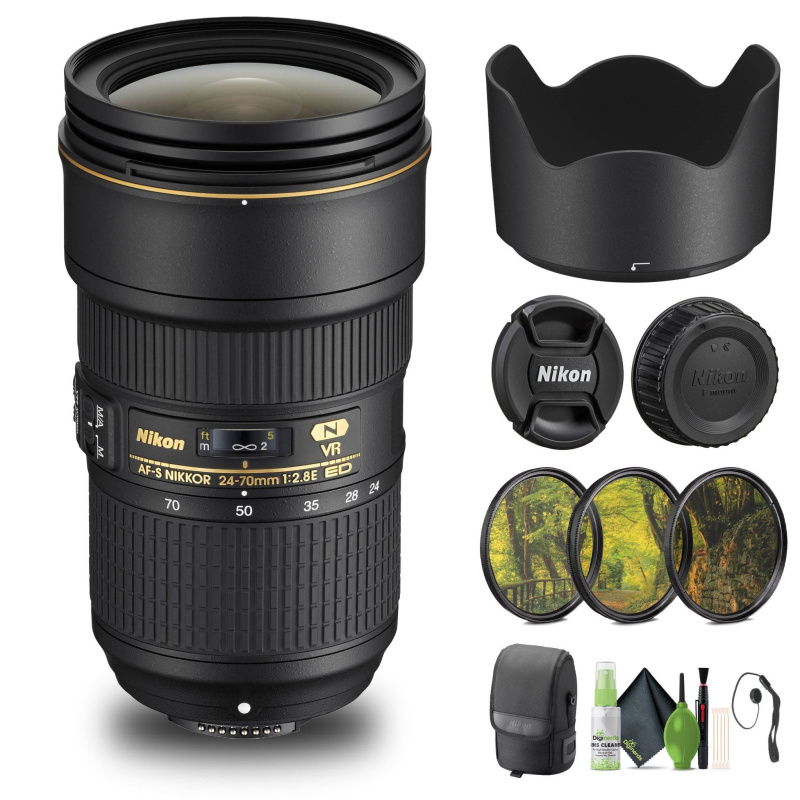 Nikon AF-S NIKKOR 24-70mm f/2.8G ED Lens (2164) + Filter Kit + Cap Keeper - Bundle