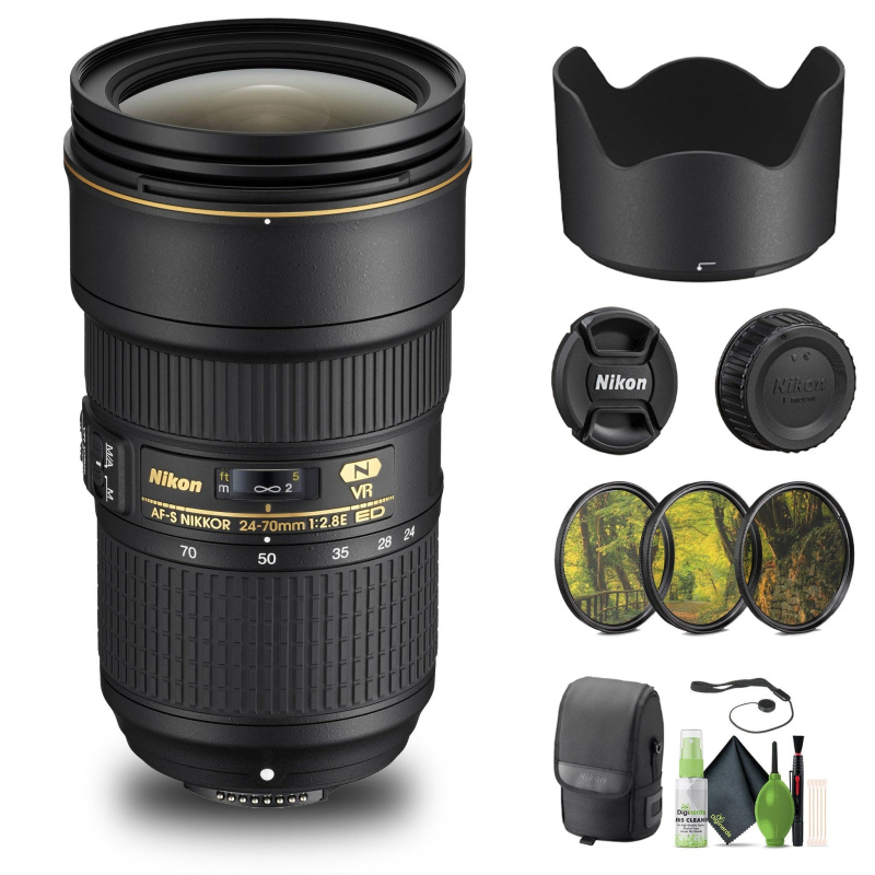 Nikon - AF-S NIKKOR 24-70mm f/2.8E ED VR Wide-Angle Zoom Lens (20052) + Filter Kit - Bundle