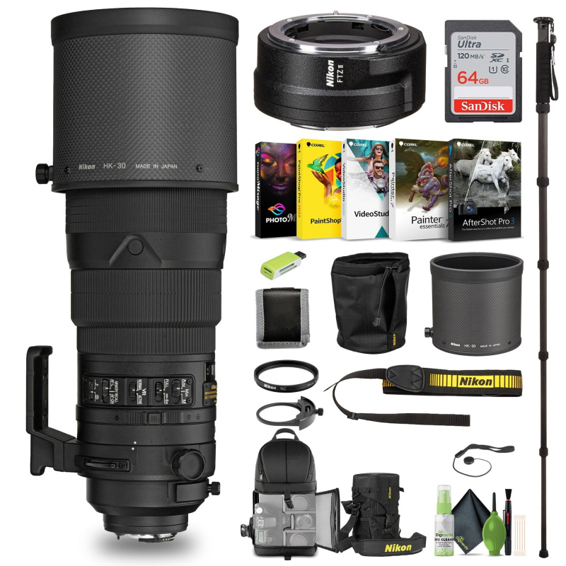 Nikon AF-S NIKKOR 300mm f/2.8G ED VR II Lens (2186) + FTZ II Adapter + 64GB Card - Bundle