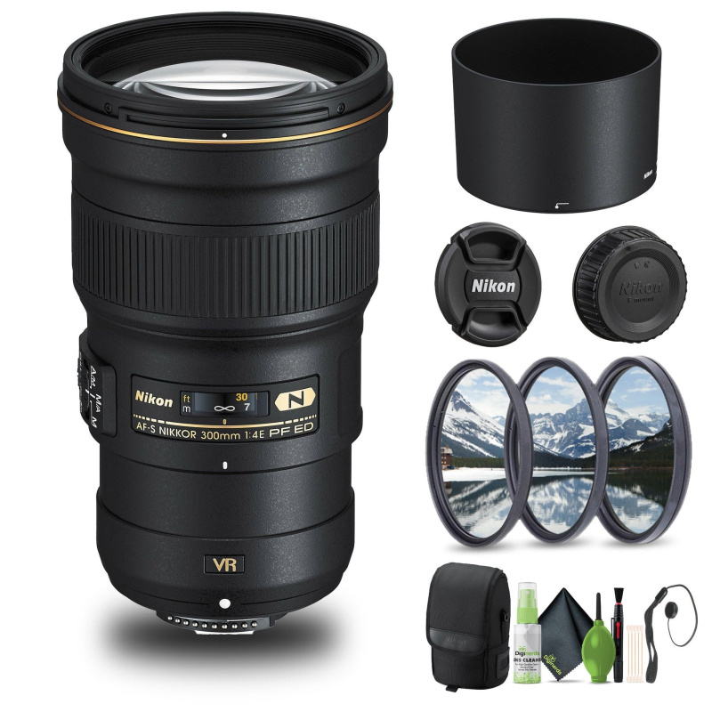 Nikon AF-S NIKKOR 300mm f/4E PF ED VR Lens (2223) + Filter Kit + Cap Keeper - Bundle