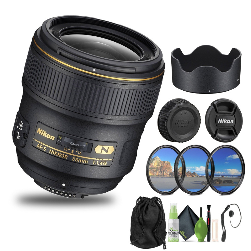 Nikon - AF-S NIKKOR 35mm f/1.4G Wide-Angle Lens (2198) + Filter Kit + Cap Keeper - Bundle