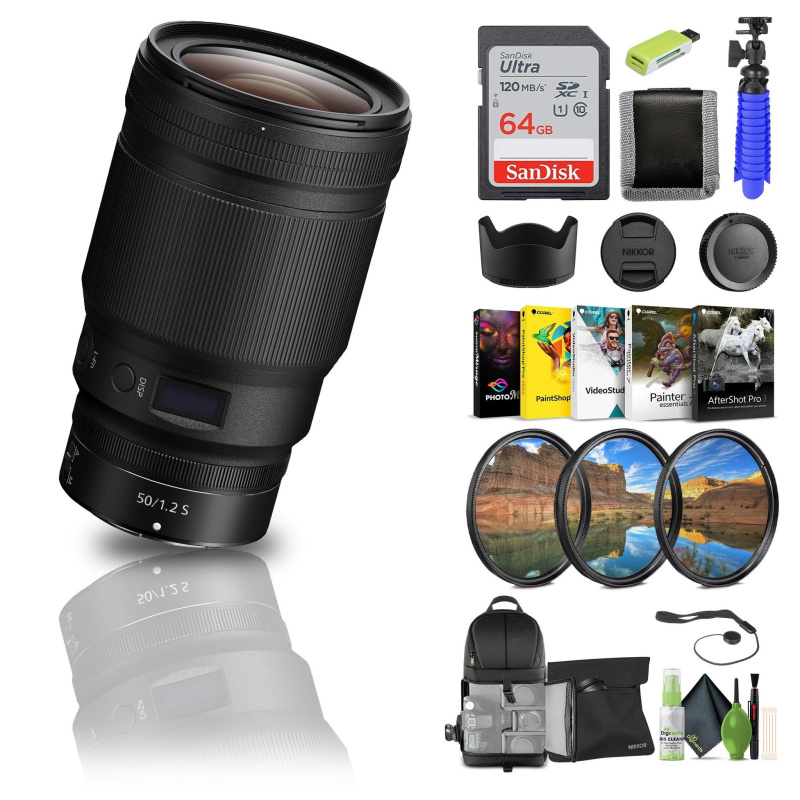 Nikon NIKKOR Z 50mm f/1.2 S Standard Prime Lens for Nikon Z Cameras (20095) + 64GB Card - Bundle
