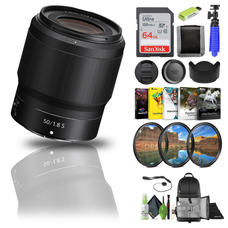 Nikon NIKKOR Z 50mm f/1.8 S Standard Lens for Nikon Z Cameras (20083) + 64GB Card - Bundle