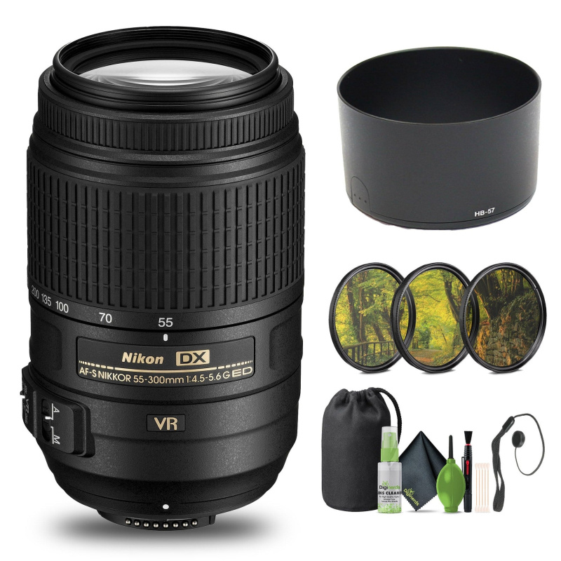 Nikon - AF-S DX NIKKOR 55-300mm f/4.5-5.6G ED VR Telephoto Zoom Lens (2197) - Bundle