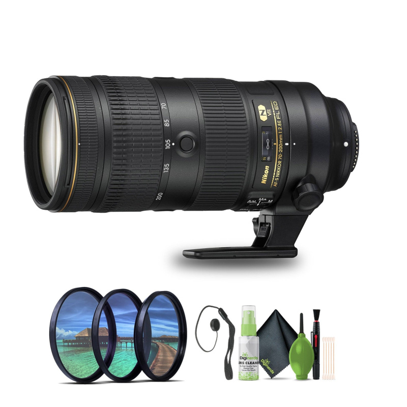 Nikon - AF-S NIKKOR 70-200mm f/2.8E FL ED VR Telephoto Zoom Lens for DSLR Camera - Bundle