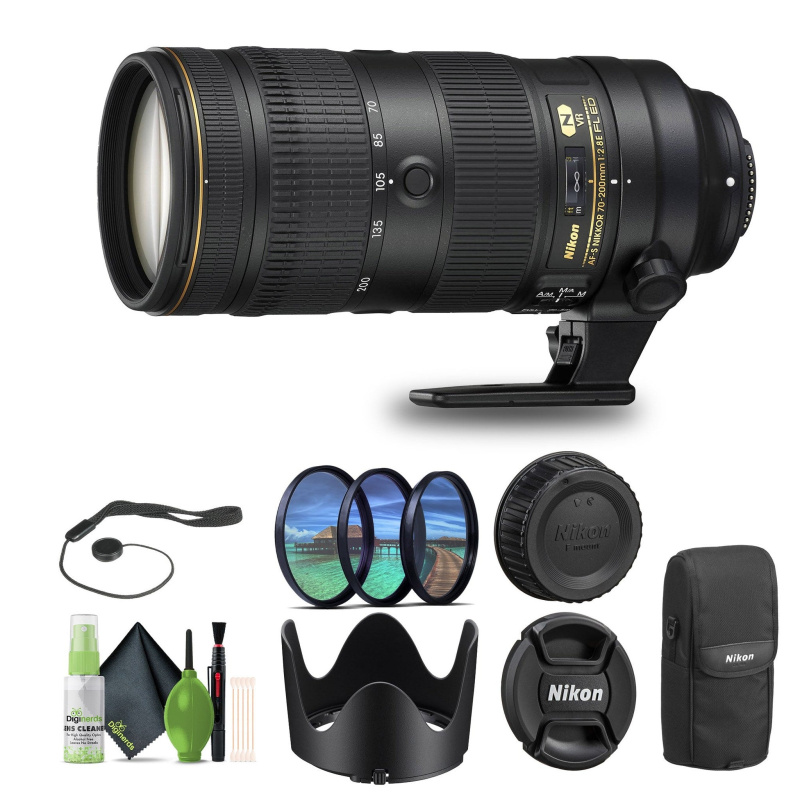 Nikon - AF-S NIKKOR 70-200mm f/2.8G ED VR II Telephoto Zoom Lens (2185) + Filters - Bundle