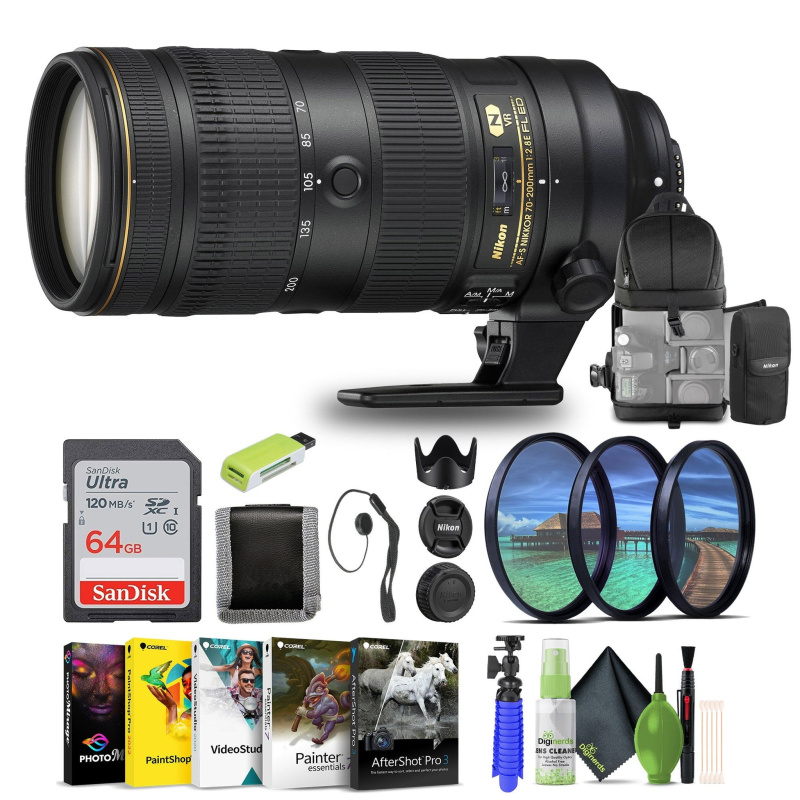 Nikon - AF-S NIKKOR 70-200mm f/2.8G ED VR II Telephoto Zoom Lens (2185) + 64GB Card - Bundle