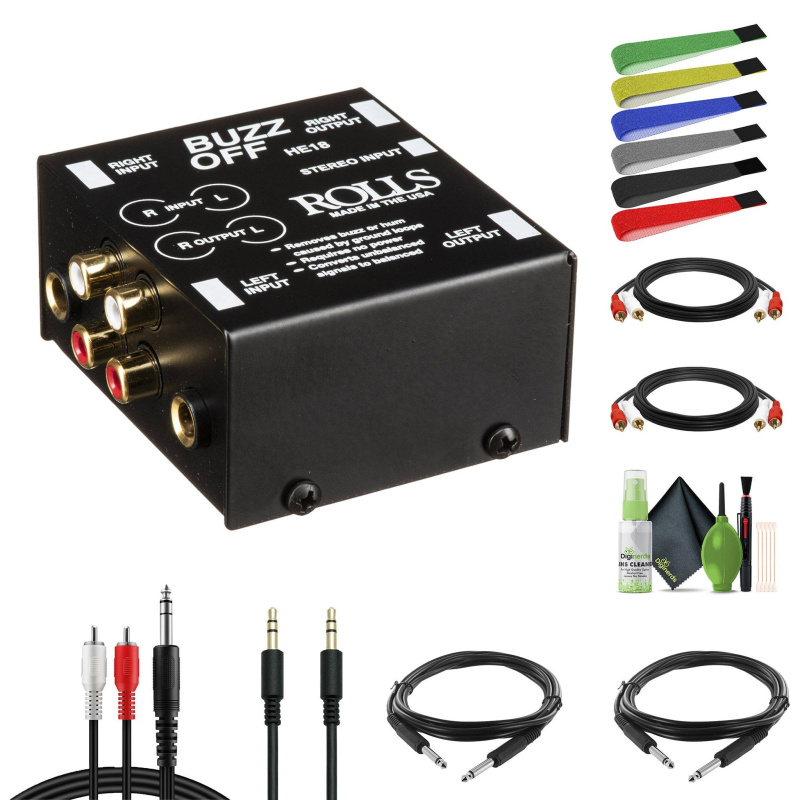 Rolls HE18 Two-Channel Audio Hum Eliminator and Buzz Remover Bundle