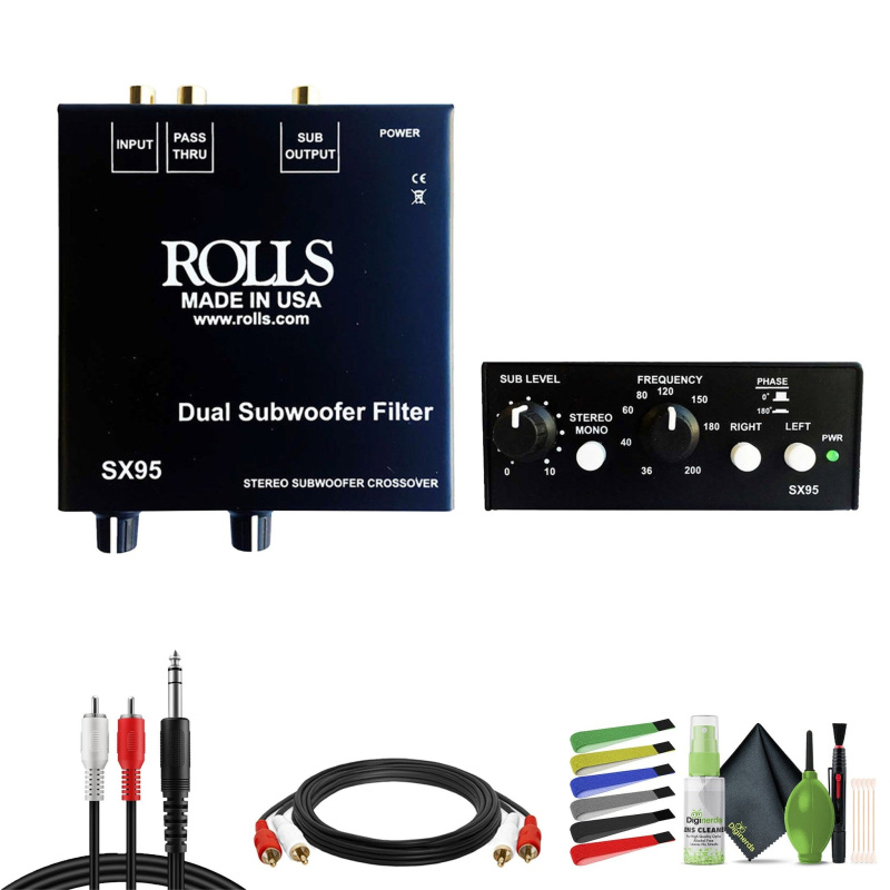 ROLLS SX95 Stereo Subwoofer Crossover/Filter, 12V Auxiliary Power Outlet Bundle