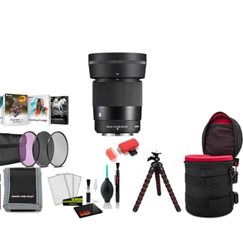 Sigma 30mm f/1.4 DC DN Contemporary Lens (FUJIFILM X) with Tripod and More