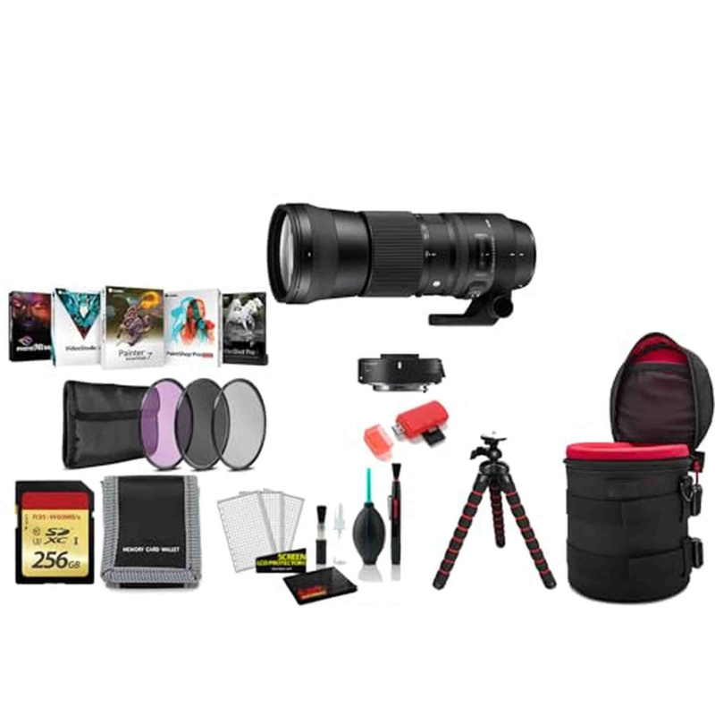 Sigma 150-600mm F5-6.3 DG HSM Lens Canon with Tele-Converter Kit with Tripod (International Model)