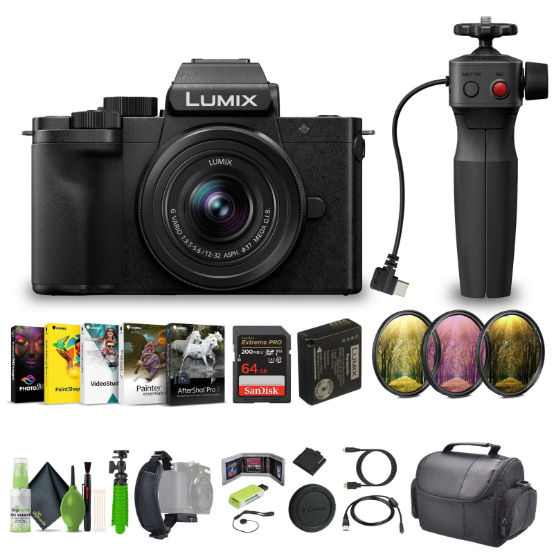 Panasonic Lumix G100D 4K Mirrorless Vlogging Camera 12-32mm Lens + Tripod Grip