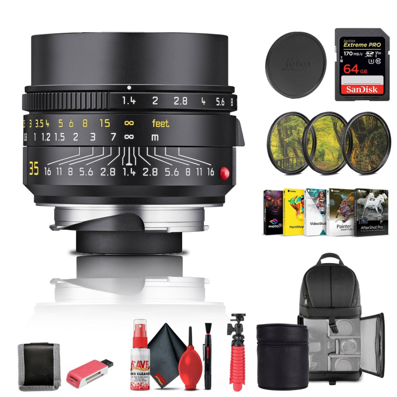Leica Summilux-M 35mm f/1.4 ASPH. Lens (Black) (11726) + 64GB Memory Card + More