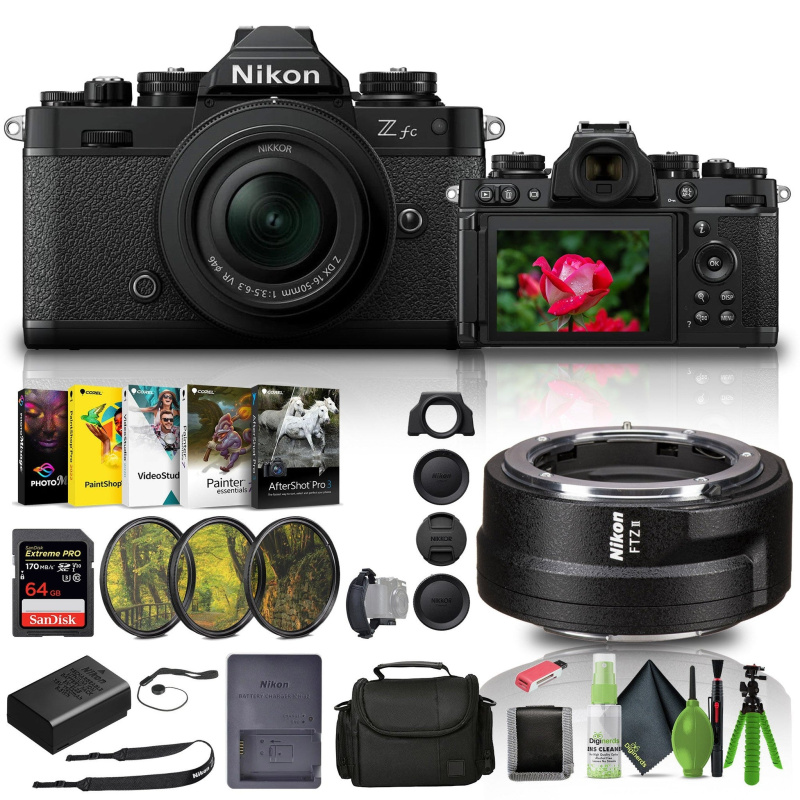 Nikon Zfc Mirrorless Camera with 16-50mm Lens Black (1675) + FTZ II Adapter + More