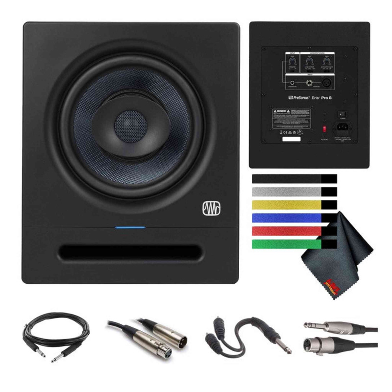 PreSonus Eris Pro 8 2-Way Biamped, Active, 8" Coaxial Studio Monitor Bundle