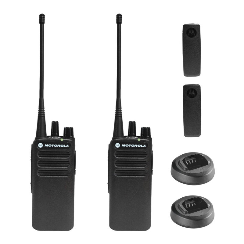 Motorola CP100D Analog UHF Portable Non-Display Two Way Radio, 16 Channel, 4 Watt - 2 Pack Bundle