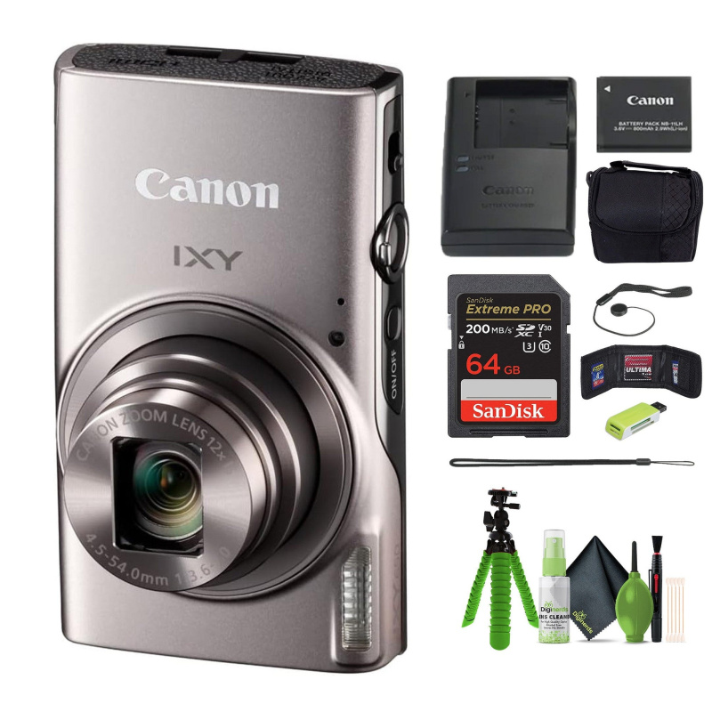 Canon Compact Digital Camera IXY 650 12x Optical Zoom IXY650 - Silver - Bundle (International Model)