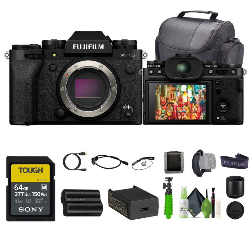 FUJIFILM X-T5 Mirrorless Camera + 64GB Tough Memory Card + Tripod + Bag + More