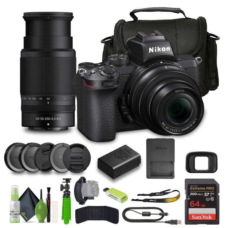 Nikon Z50 Compact Lightweight Mirrorless Camera with 16-50mm and 50-250mm Lenses (1632) Bundle