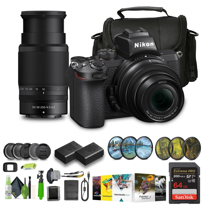 Nikon Z50 Compact Lightweight Mirrorless Camera with 16-50mm and 50-250mm Lenses (1632) Bundle