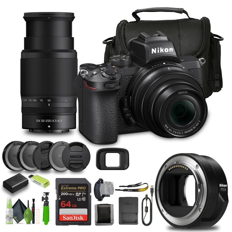 Nikon Z50 Compact Lightweight Mirrorless Camera with 16-50mm and 50-250mm Lenses (1632) Bundle