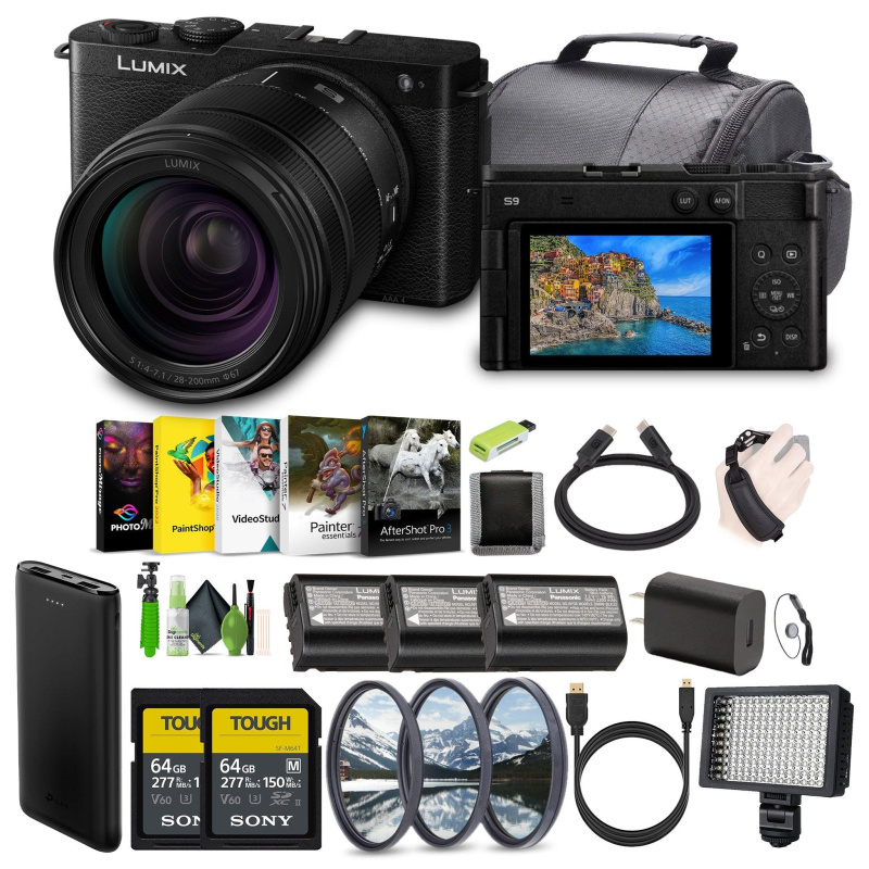 Panasonic LUMIX S9 Mirrorless Camera with 28-200mm L Mount Lens - Black -Bundle