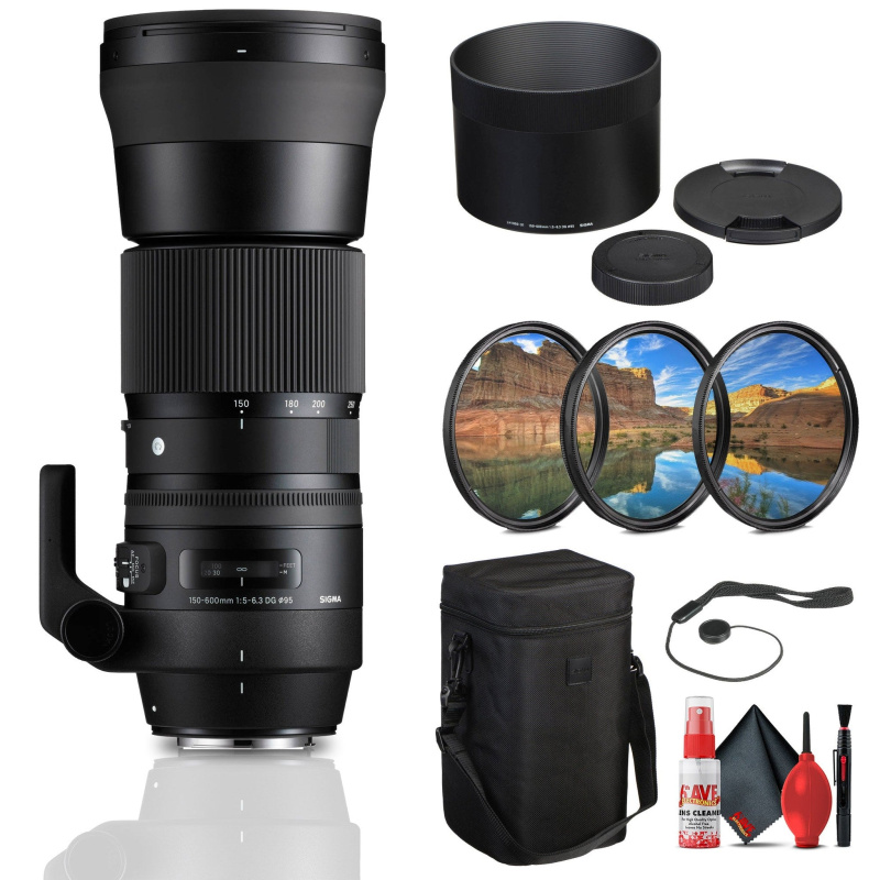 Sigma 150-600mm f/5-6.3 DG OS HSM Contemporary Lens for Canon EF Bundle (International Model)