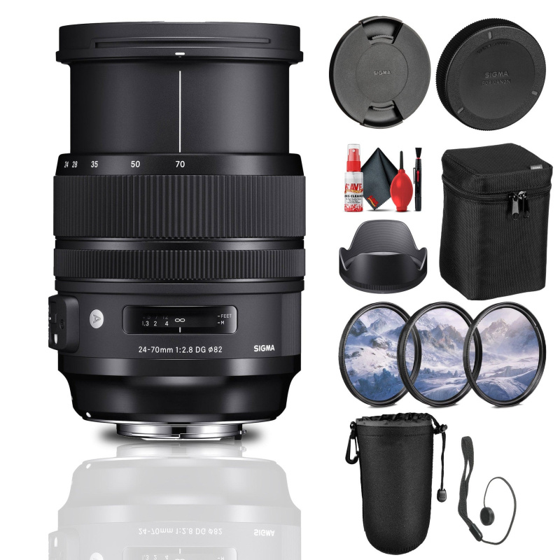 Sigma 24-70mm f2.8 DG OS HSM Art Lens for Canon EF Bundle (International Model)