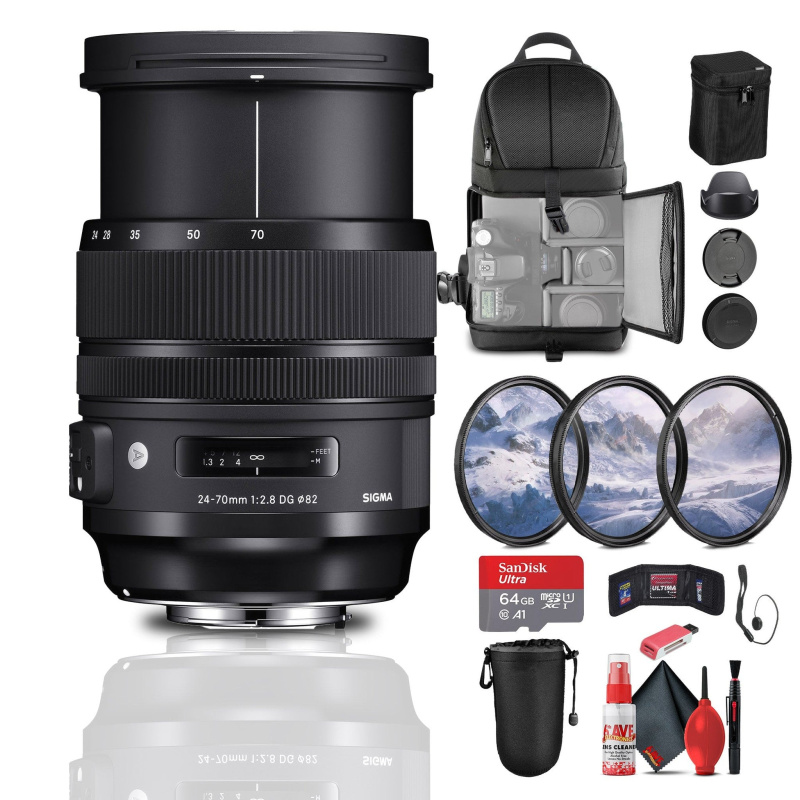 Sigma 24-70mm f2.8 DG OS HSM Art Lens for Canon EF Bundle (International Model)