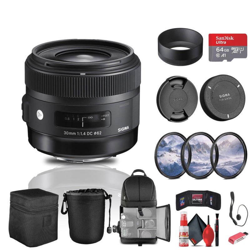 Sigma 30mm f/1.4 DC HSM Art Lens for Nikon Bundle