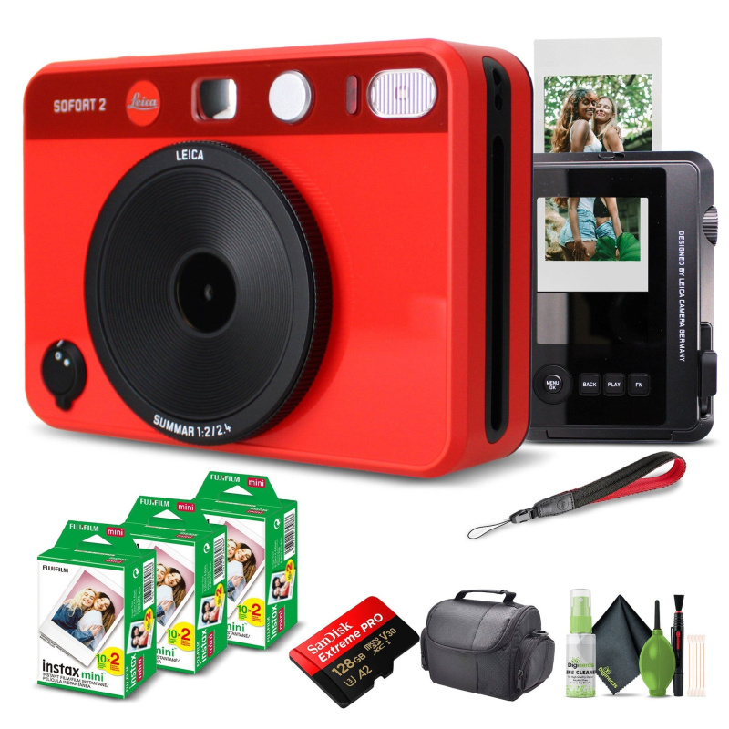 Leica Sofort 2 Hybrid Instant and Digital Camera + Instant Film 60 Sheets Red