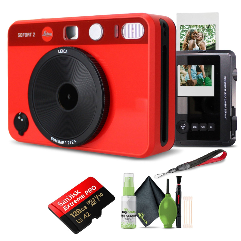 Leica Sofort 2 Hybrid Instant Photo Film and Digital Camera (Red) Bundle