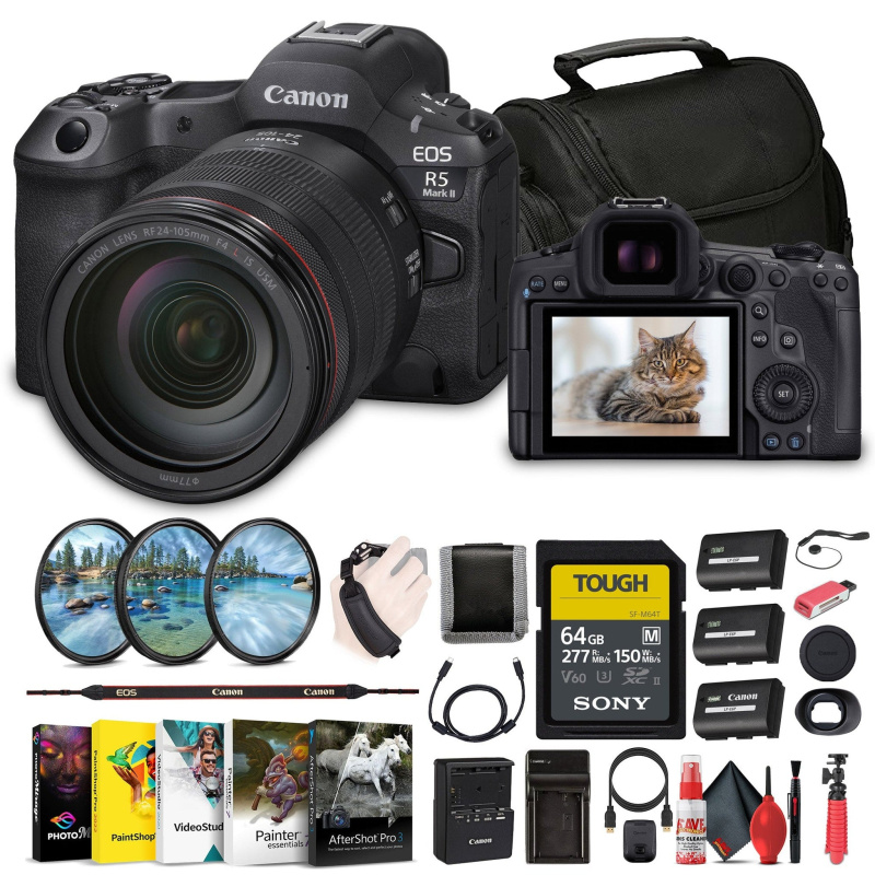 Canon EOS R5 Mark II Mirrorless Camera with 24-105mm f/4 Lens (6536C012) Bundle (International Model)