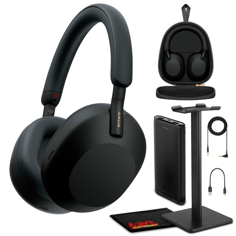 Sony WH-1000XM5 Noise-Canceling Wireless Over-Ear Headphones (Black) Bundle