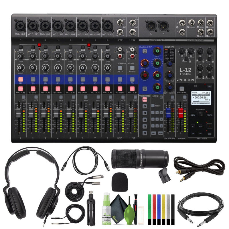 Zoom LiveTrak L-12 Digital Mixer & Multitrack Recorder, for Music, Podcasting, and More, 12-Input/ 14-Channel SD Recorder, 14-in/4-out USB Audio Inter