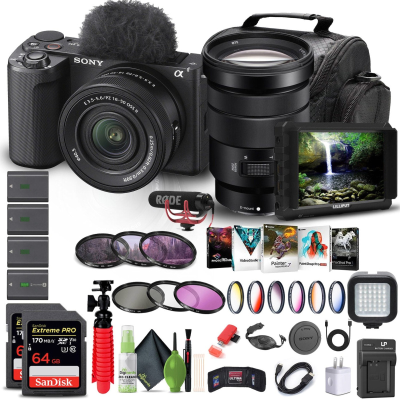 Sony Alpha ZV-E10 II Mirrorless Camera with 16-50mm Lens + Sony 18-105mm Lens + More