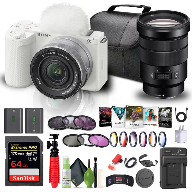 Sony Alpha ZV-E10 II Mirrorless Camera W/ 16-50mm Lens + Sony 18-105mm Lens + 64GB + More
