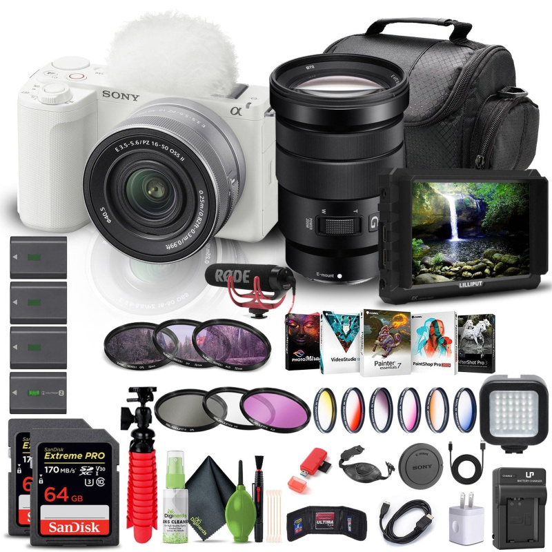 Sony Alpha ZV-E10 II Mirrorless Camera with 16-50mm Lens + Sony 18-105mm Lens + More