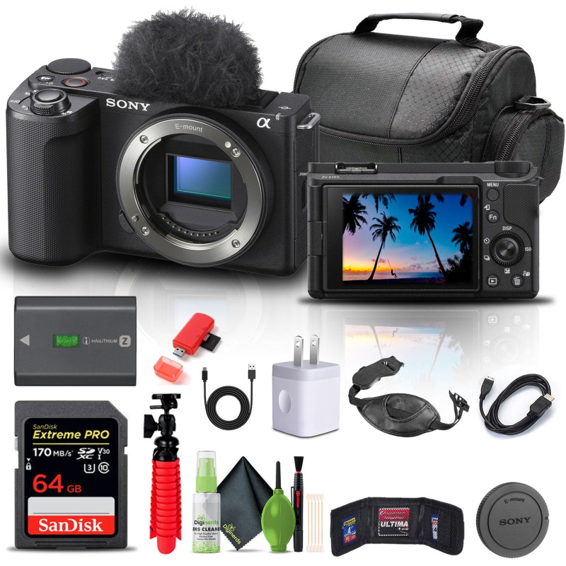 Sony Alpha ZV-E10 II Mirrorless Camera + 64GB Card + Bag + Card Reader + HDMI + More
