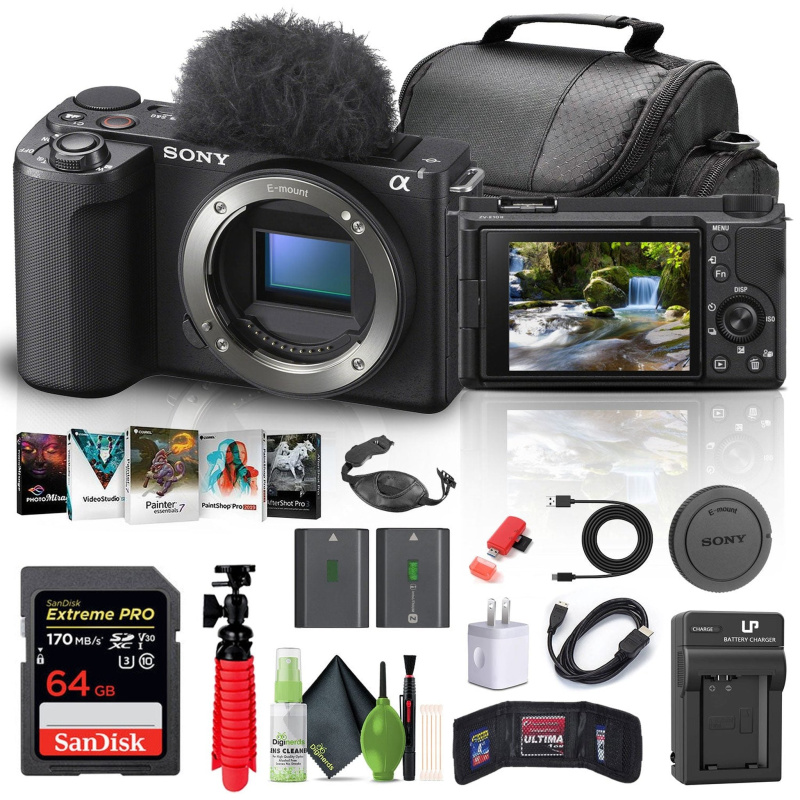 Sony Alpha ZV-E10 II Mirrorless Camera + 64GB Memory Card +  Photo Software + More