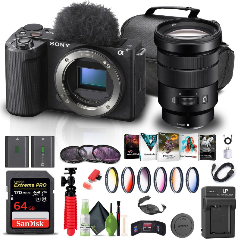 Sony Alpha ZV-E10 II Mirrorless Camera + Sony 18-105mm Lens + 64GB Memory Card + More